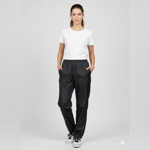 Vtg 90s Chili Pepper Women’s Medium Black 100% Silk Stretch Waist Track Pant M